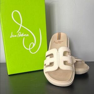 Sam Edelman Cream Sandals with Perforated Straps